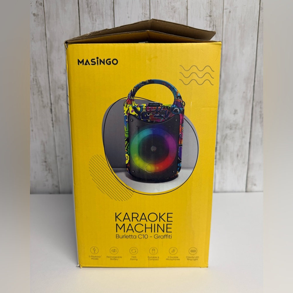 Masingo Burletta C10 Karaoke Machine Grafitti Color Pattern NEW OPEN BOX TESTED